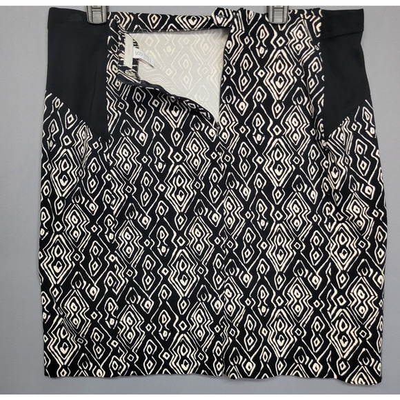 Chicos A-line Skirt Womens 1.5 US 10 Black Geometric Zip Aztec Boho Retro Mod - Picture 8 of 10